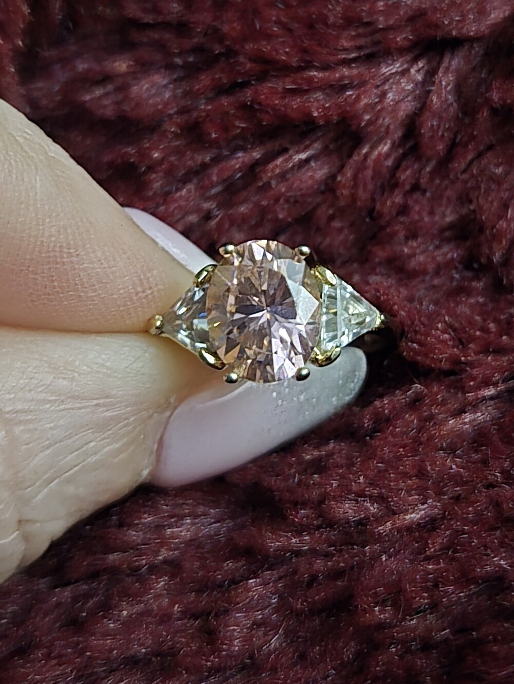 Elegant Pink Center Sterling Ring with Side Trapezoid Stones